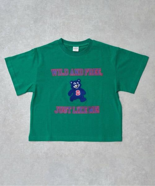 and D.petitmain / アンドディー. プティマイン Tシャツ | 【綿100%】カレッジくま半袖T（グリーン）