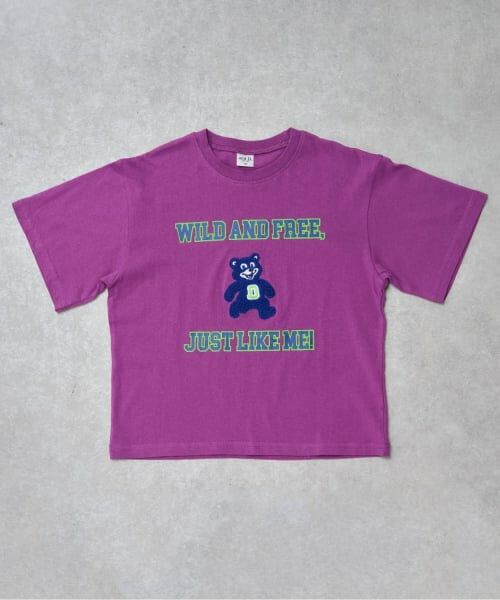 and D.petitmain / アンドディー. プティマイン Tシャツ | 【綿100%】カレッジくま半袖T（パープル）