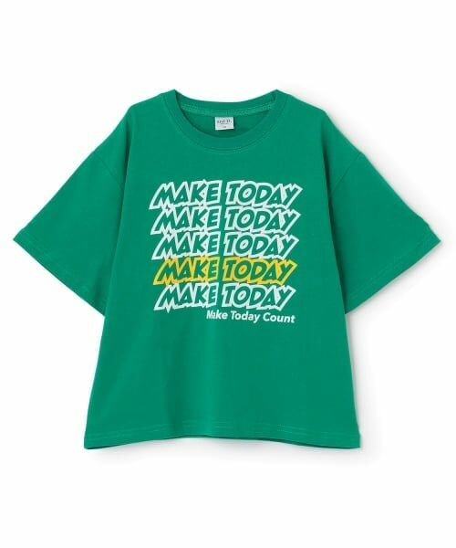 and D.petitmain / アンドディー. プティマイン Tシャツ | 【綿100%】メッセージ5行ロゴ半袖T（グリーン）