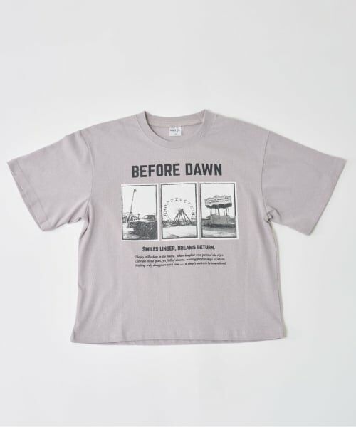 and D.petitmain / アンドディー. プティマイン Tシャツ | 【綿100%】遊園地フォトプリント半袖T(シルバー グレー)