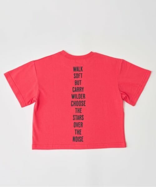 and D.petitmain / アンドディー. プティマイン Tシャツ | 【綿100%】メッセージバック縦ロゴ半袖T（ディープ ピンク）