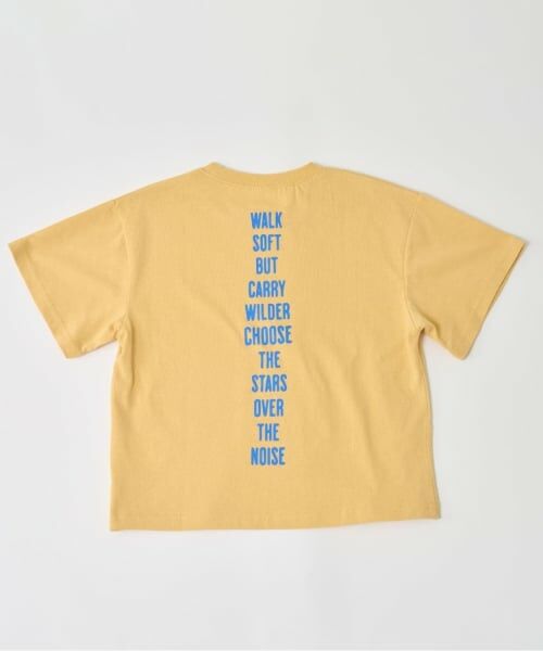 and D.petitmain / アンドディー. プティマイン Tシャツ | 【綿100%】メッセージバック縦ロゴ半袖T（黄）