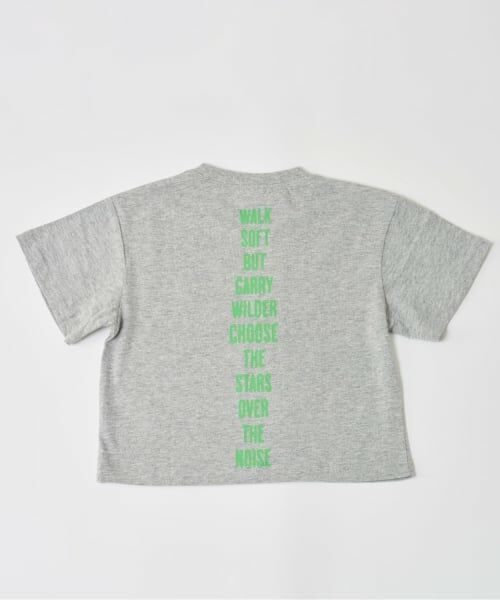 and D.petitmain / アンドディー. プティマイン Tシャツ | 【綿100%】メッセージバック縦ロゴ半袖T（トップ グレー）