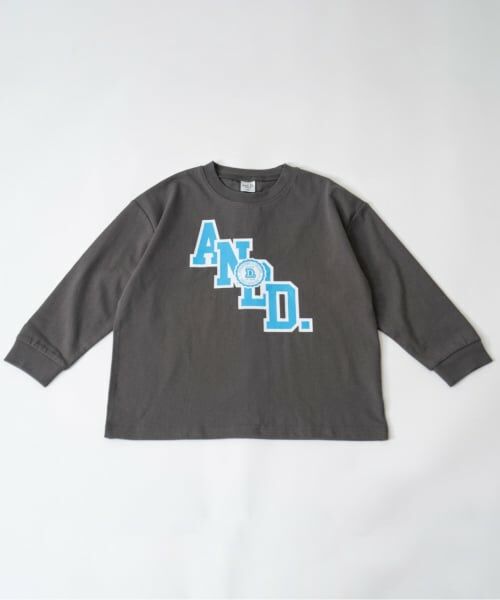 and D.petitmain / アンドディー. プティマイン Tシャツ | 【USAコットン】ANDロゴカレッジワイドロンT（チャコール）