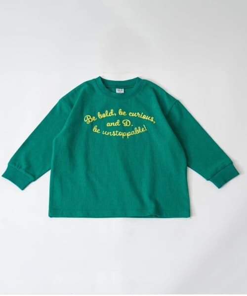 and D.petitmain / アンドディー. プティマイン Tシャツ | 【USAコットン】チェーンステッチロゴワイドロンT（グリーン）