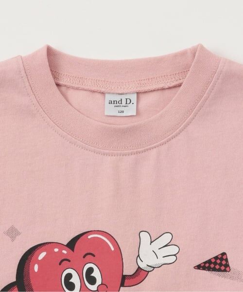 and D.petitmain / アンドディー. プティマイン Tシャツ | 【USAコットン】ハートキャラモチーフワイドロンT | 詳細2