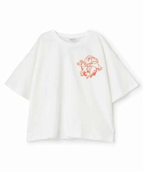 and D.petitmain / アンドディー. プティマイン Tシャツ | 【綿100%】Dジョッキープリント半袖T（白）