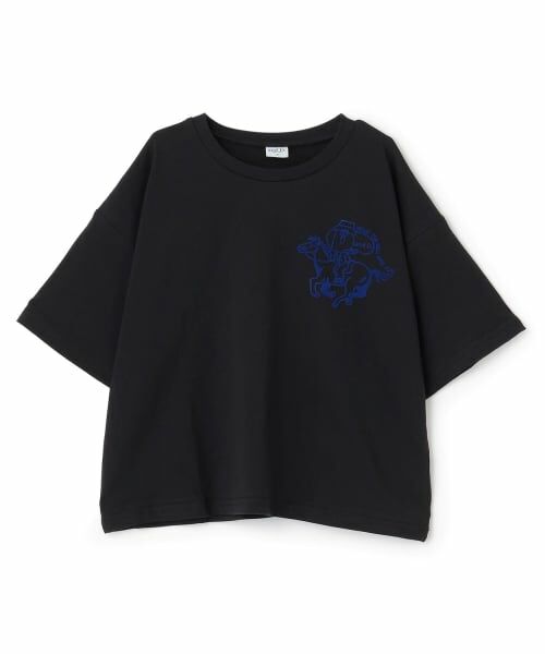 and D.petitmain / アンドディー. プティマイン Tシャツ | 【綿100%】Dジョッキープリント半袖T（黒）
