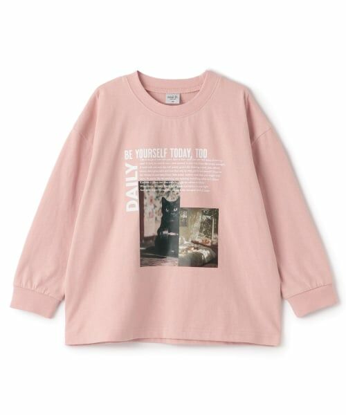 and D.petitmain / アンドディー. プティマイン Tシャツ | 【USAコットン】CATフォトプリントロンT（ライト ピンク）