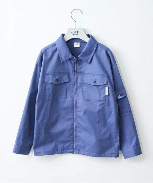 and D.petitmain / アンドディー. プティマイン ブルゾン | 【Penfield】KIDS Wポケットシャツジャケット（ブルー グレー）