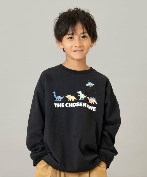 and D.petitmain / アンドディー. プティマイン Tシャツ | 【綿100】【365D.】OFUZAKE柄ロンT（黒）