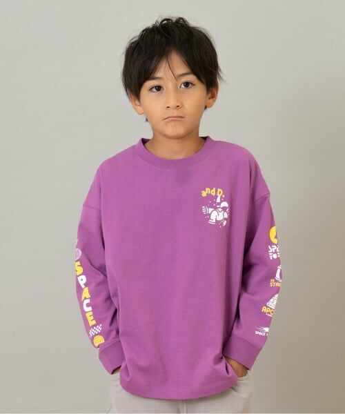 and D.petitmain / アンドディー. プティマイン Tシャツ | 【綿100】【365D.】アソート袖プリント柄ロンT（パープル）