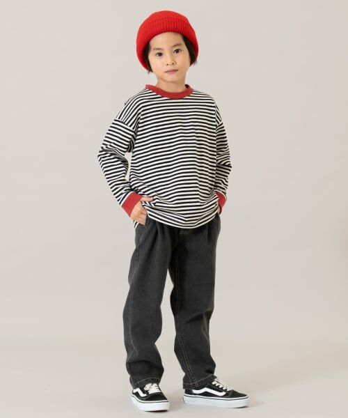 and D.petitmain / アンドディー. プティマイン Tシャツ | 【親子リンク】【綿100】【365D.】アソートボーダーワイドロンT | 詳細1