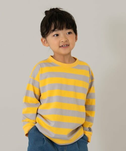 and D.petitmain / アンドディー. プティマイン Tシャツ | 【親子リンク】【綿100】【365D.】アソートボーダーワイドロンT（レモン イエロー）