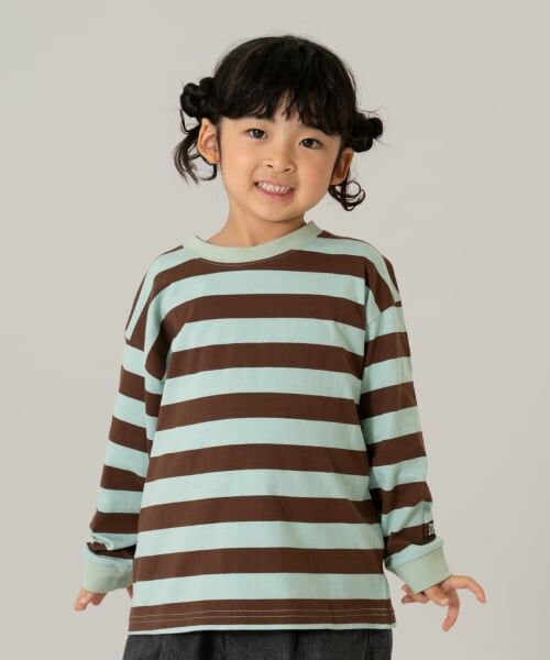 and D.petitmain / アンドディー. プティマイン Tシャツ | 【親子リンク】【綿100】【365D.】アソートボーダーワイドロンT（ミント）