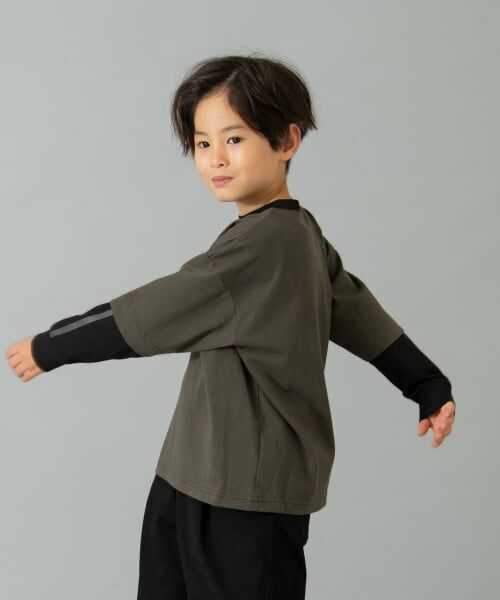 and D.petitmain / アンドディー. プティマイン Tシャツ | レイヤード風ラインロンT | 詳細14