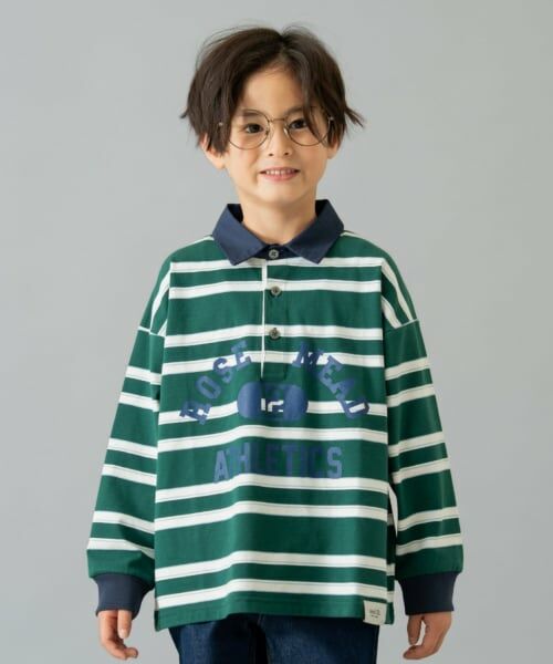 and D.petitmain / アンドディー. プティマイン Tシャツ | 【男女リンク】カレッジプリントラガーロンT（グリーン）