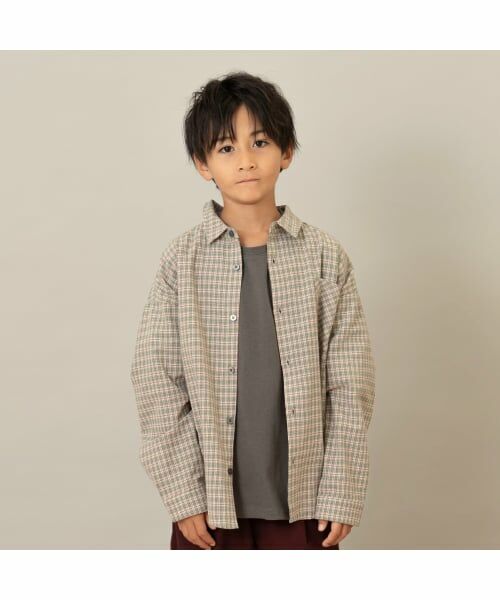 and D.petitmain / アンドディー. プティマイン シャツ・ブラウス | チェックドロップ長袖シャツ（ライト グリーン）