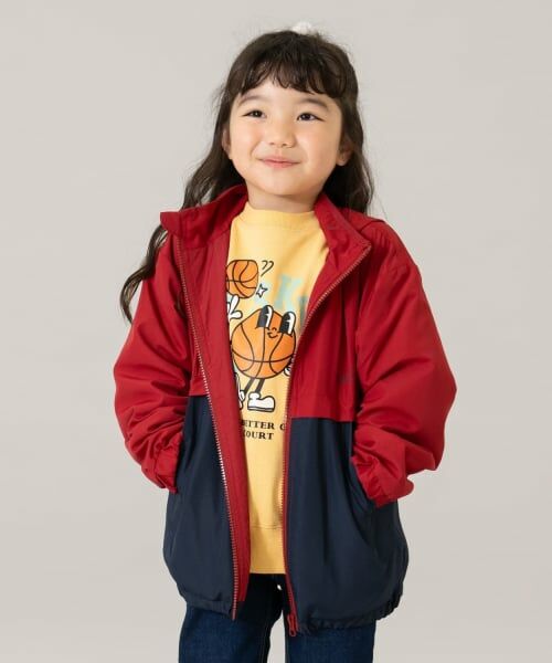 and D.petitmain / アンドディー. プティマイン ブルゾン | 【撥水加工】バイカラーウィンドブレーカー（赤）