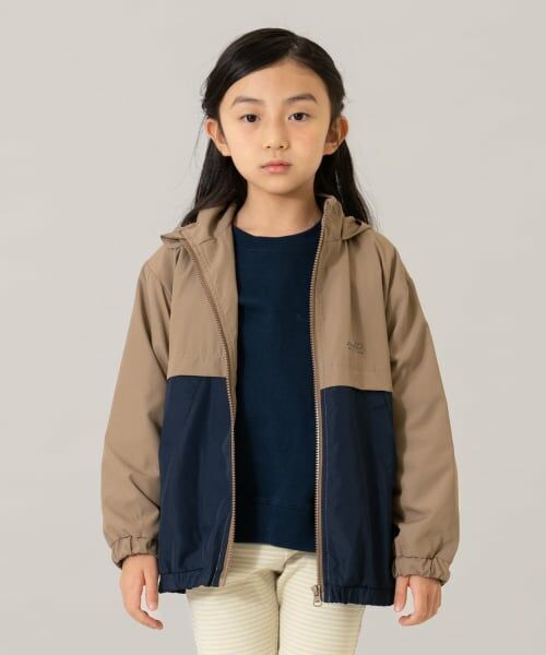 and D.petitmain / アンドディー. プティマイン ブルゾン | 【撥水加工】バイカラーウィンドブレーカー（ベージュ）
