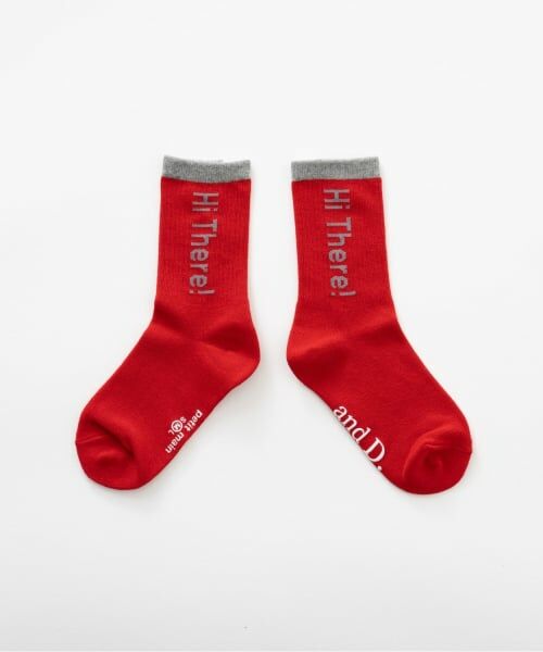 and D.petitmain / アンドディー. プティマイン ソックス | 【365D.】バイカラーロゴソックス/靴下（赤）