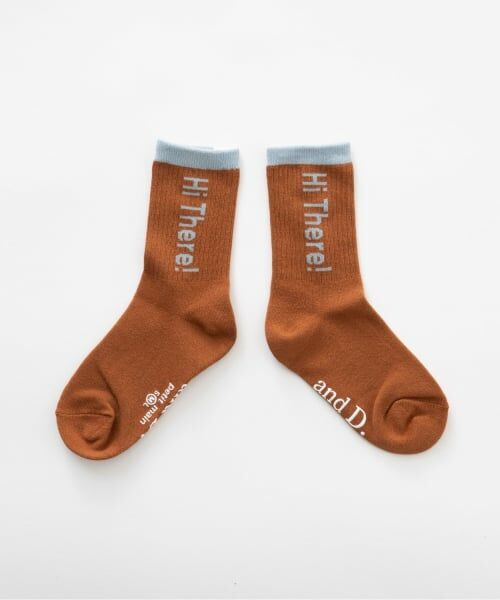 and D.petitmain / アンドディー. プティマイン ソックス | 【365D.】バイカラーロゴソックス/靴下（キャメル）