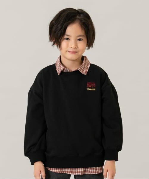 and D.petitmain / アンドディー. プティマイン スウェット | 【親子リンク】【365D.】スウェットシティアイコン刺繍ワイドプルオーバー（黒）