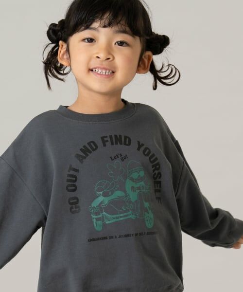 and D.petitmain / アンドディー. プティマイン スウェット | 【ご好評につき再入荷！】【365D.】スウェットOFUZAKE 柄ワイドプルオーバー/トレーナー（チャコール）