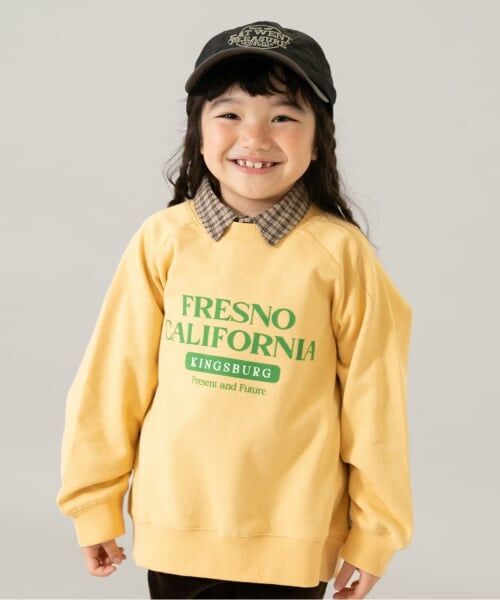 and D.petitmain / アンドディー. プティマイン スウェット | 【365D.】【親子リンク】ラグランスウェットアソートロゴプルオーバー/トレーナー（黄）