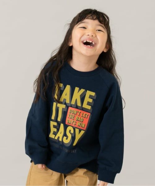 and D.petitmain / アンドディー. プティマイン スウェット | 【365D.】【親子リンク】ラグランスウェットアソートロゴプルオーバー/トレーナー（紺）