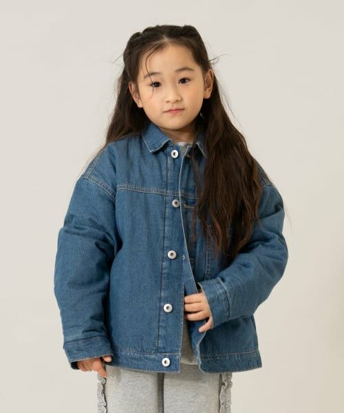 and D.petitmain / アンドディー. プティマイン ブルゾン | キルトデニムジャケット【セットアップ可】（ブルー）