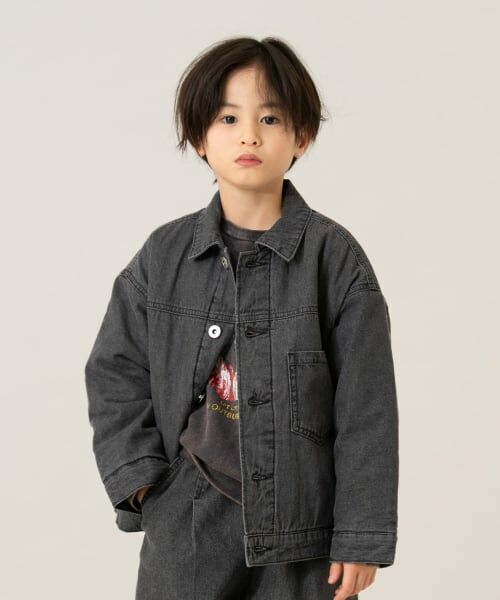 and D.petitmain / アンドディー. プティマイン ブルゾン | キルトデニムジャケット【セットアップ可】（グレー）