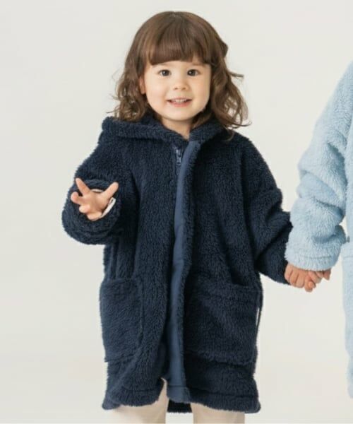 and D.petitmain / アンドディー. プティマイン カーディガン・ボレロ | ふわもこフリースパーカー（紺）
