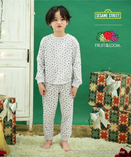 and D.petitmain / アンドディー. プティマイン ルームウェア | 【セサミストリート×フルーツ】ワッフルパジャマ | 詳細1