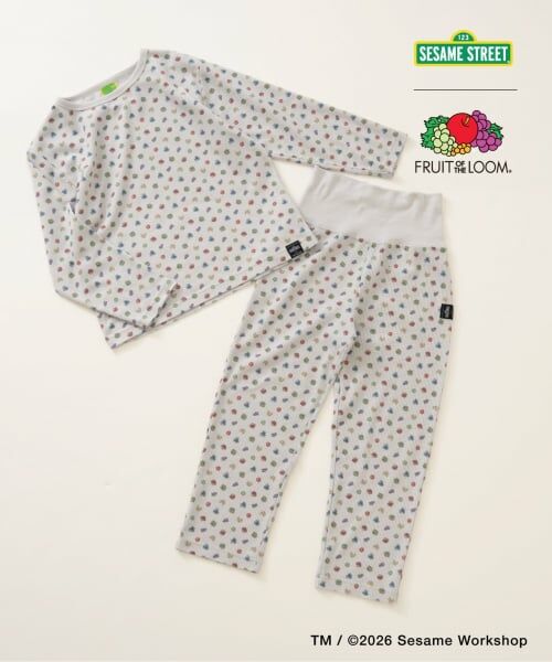 and D.petitmain / アンドディー. プティマイン ルームウェア | 【セサミストリート×フルーツ】ワッフルパジャマ（ミント）