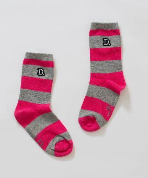 and D.petitmain / アンドディー. プティマイン ソックス | 【365D.】ワイドボーダソックス/靴下/刺繍（ピンク）