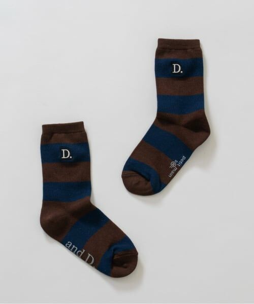 and D.petitmain / アンドディー. プティマイン ソックス | 【365D.】ワイドボーダソックス/靴下/刺繍（茶）
