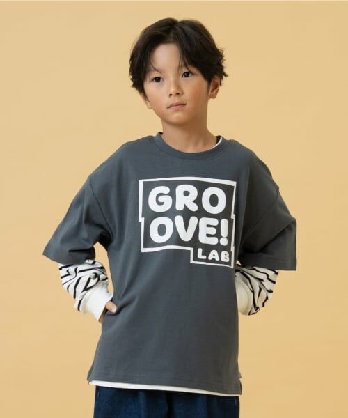 and D.petitmain / アンドディー. プティマイン Tシャツ | 【2Pセット】3WAYプリントTシャツ（チャコール）