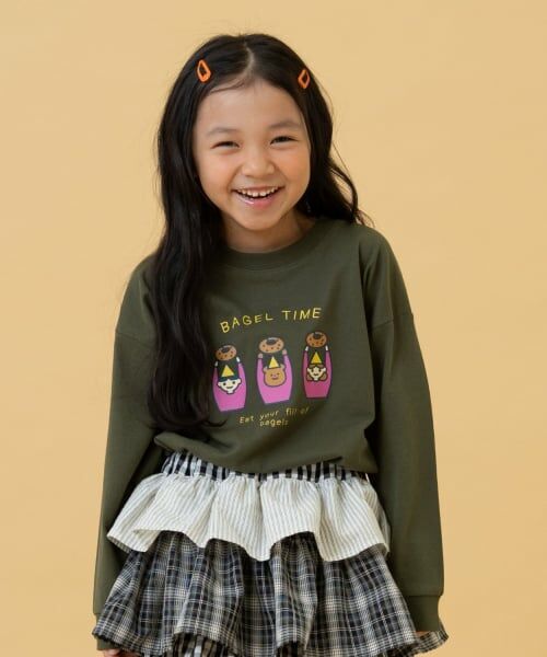 and D.petitmain / アンドディー. プティマイン Tシャツ | 【親子リンク】【365D】OFUZAKEおにいちゃんロンT（カーキ）