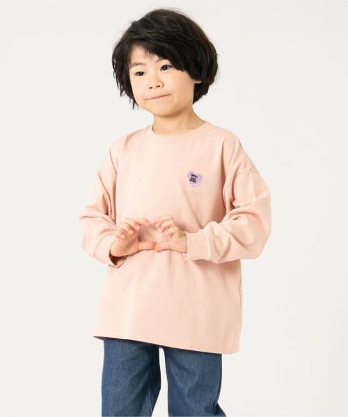 and D.petitmain / アンドディー. プティマイン Tシャツ | 【綿100%】【365D】ワンポイントししゅうロンT（ピンク）