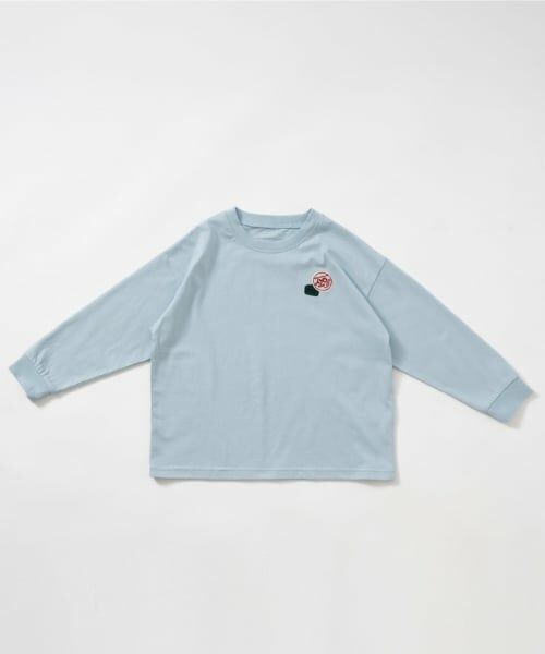 and D.petitmain / アンドディー. プティマイン Tシャツ | 【綿100%】【365D】ワンポイントししゅうロンT（サックス）