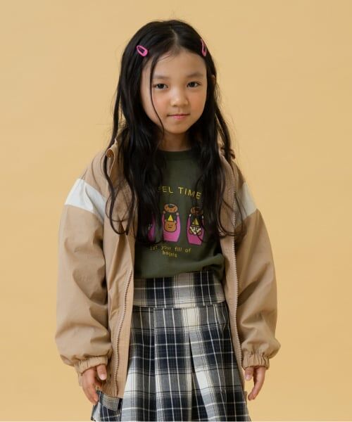 and D.petitmain / アンドディー. プティマイン ブルゾン | 【フード収納可能】【撥水】肩切替ジップジャケット(ベージュ)