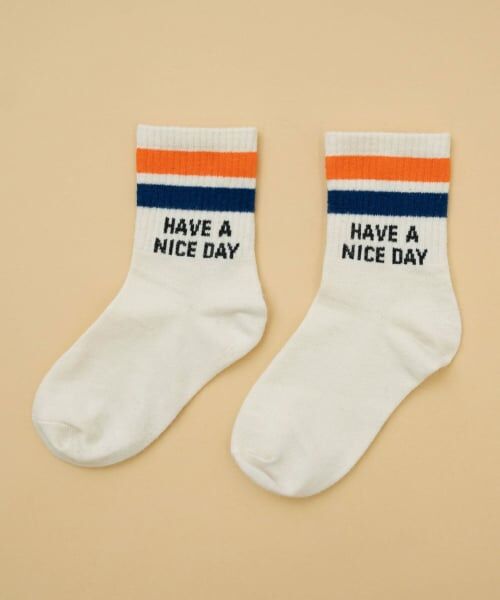 and D.petitmain / アンドディー. プティマイン ソックス | 【Dセレクト】配色ラインロゴソックス（オレンジ）