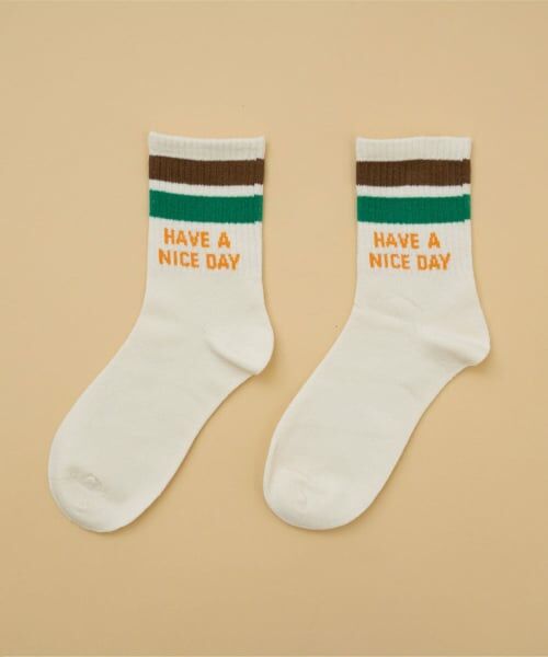 and D.petitmain / アンドディー. プティマイン ソックス | 【Dセレクト】配色ラインロゴソックス（茶）
