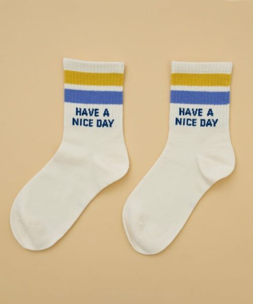 and D.petitmain / アンドディー. プティマイン ソックス | 【Dセレクト】配色ラインロゴソックス（カラシ）