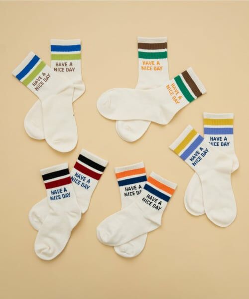 and D.petitmain / アンドディー. プティマイン ソックス | 【Dセレクト】配色ラインロゴソックス | 詳細1