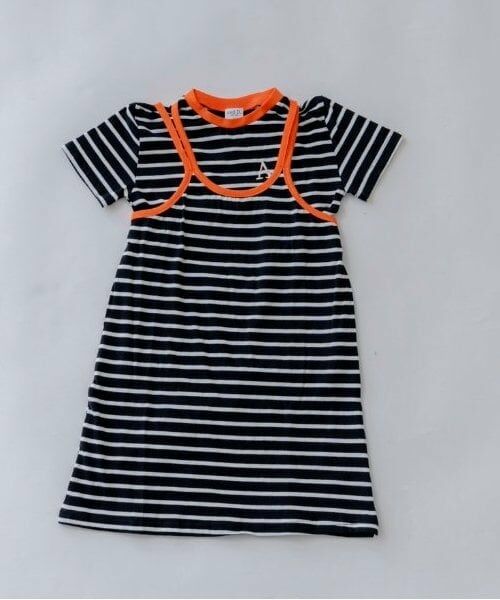 and D.petitmain / アンドディー. プティマイン ミニ丈・ひざ丈ワンピース | Tシャツ＆キャミワンピースSET_2（黒）