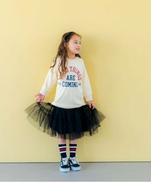 and D.petitmain / アンドディー. プティマイン ミニ・ひざ丈スカート | チュールティアードスカート（黒）