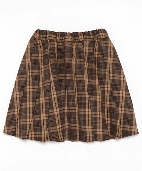 and D.petitmain / アンドディー. プティマイン ミニ・ひざ丈スカート | 【インナーパンツ付き】柄アソートプリーツスカート（茶）