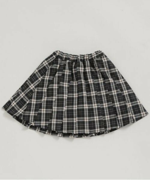 and D.petitmain / アンドディー. プティマイン ミニ・ひざ丈スカート | 【インナーパンツ付き】柄アソートプリーツスカート（黒）